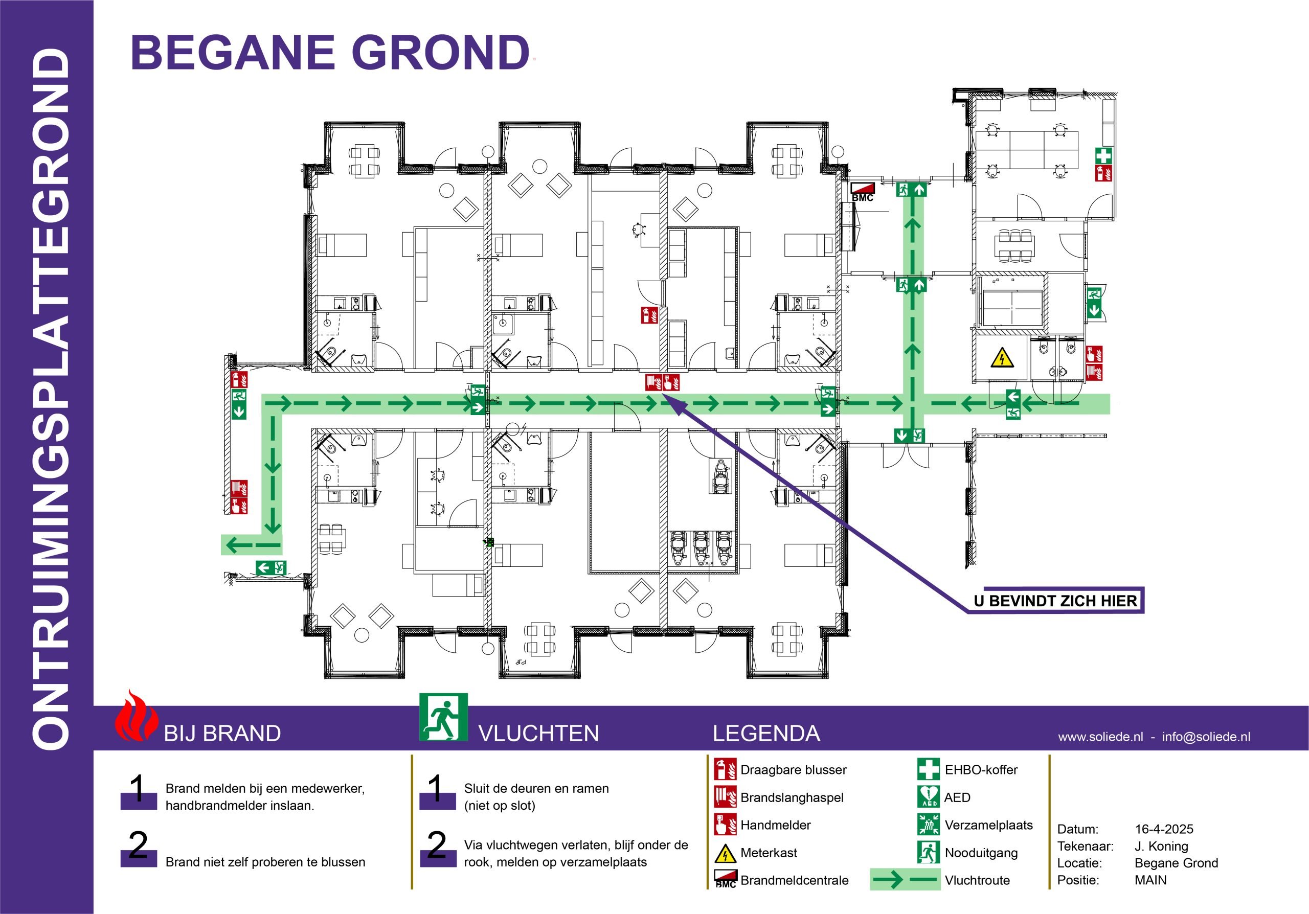 Voorbeeld van een professionele vluchtwegplattegrond